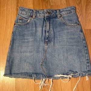 Distressed Denim Skirt